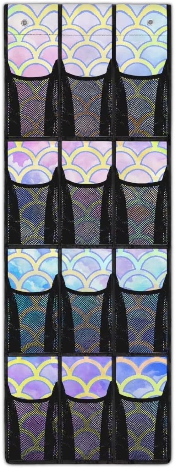 Scales Behind Door Shoes Hang Holder Rack,Storage for Small Spaces,Shoes Hanger Storage Organizer Bag for Bedroom Unique Print
