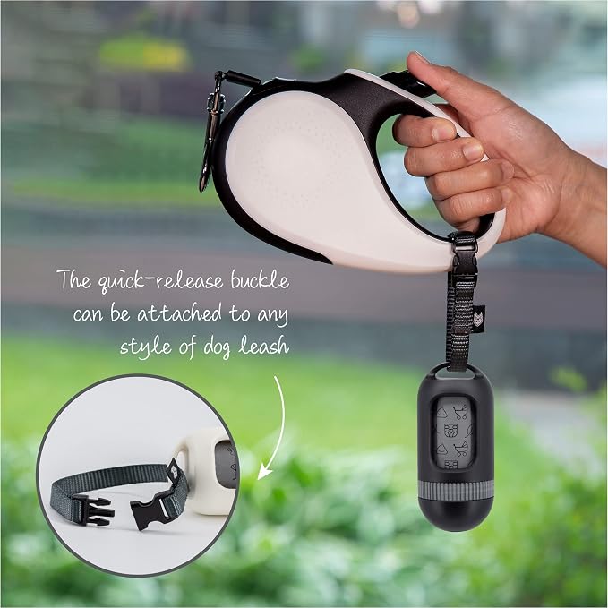 SVD.PET Dog Poop Bag Dispenser, Waste Bag Retractable, Black | Portable Poop Bag Holder, Fits Any Dog Leash, Leak-Proof Bag Starter Roll Included, Dog Walking & Travel Accessory