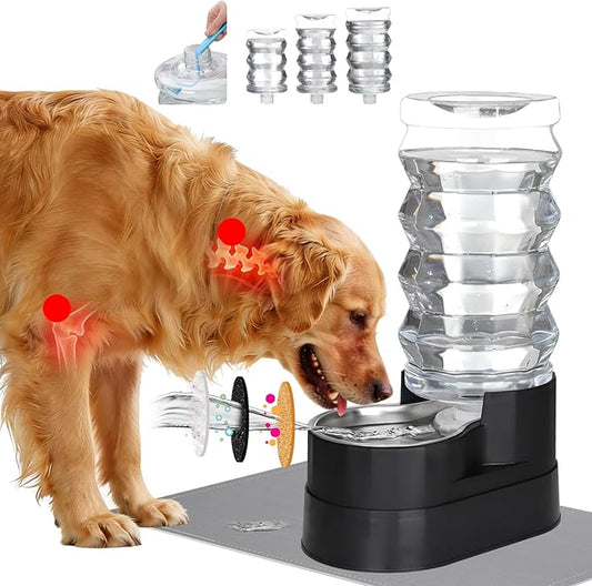 RIZZARI 9L Dog Water Dispenser: Ion Exchange & Carbon - Helps Prevent Urinary Stones - Supports Spine Health in Senior Dogs - Automatic Gravity Waterer for Multi-Dog Homes & Long Hours Away