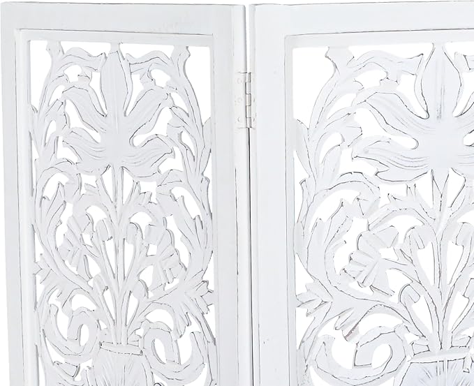 Lightnpro 4-Panel Wooden Dog Gate with Stopper – 72 Inch Extra-Wide Foldable Freestanding Pet Barrier, Antique White Indoor Safety Fence for Small Dogs & Puppies – 24x18 Inch Panels