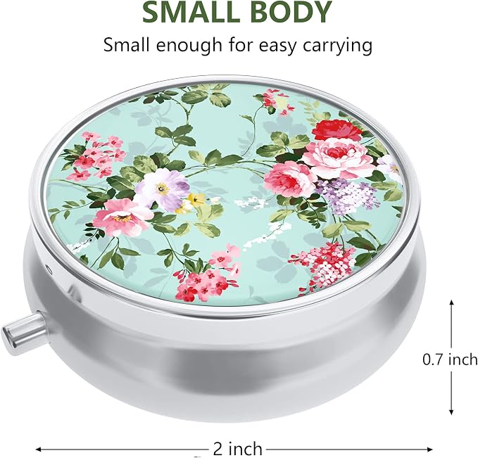 Nipichsha Pill Box, Small Pill Case for Purse & Pocket, Cute Travel Medicine Organizer, Portable Medicine Container Holder to Hold Vitamins, Medication, Fish Oil & Supplement, Graceful Peony | Cute Travel Medicine Organizer, Portable Medicine Container...