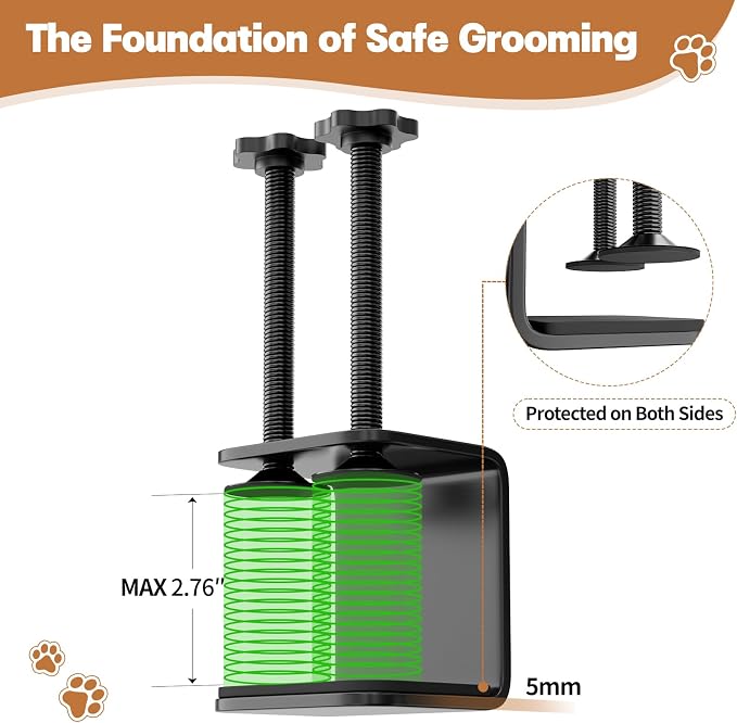 Dog Grooming Table Arm, 31.5"-43.3" Adjustable Pet Stand with Hammock & Clips – 3-in-1 Grooming Kit for Nail Trimming, Haircut & Drying, Home Supplies for Small Dogs