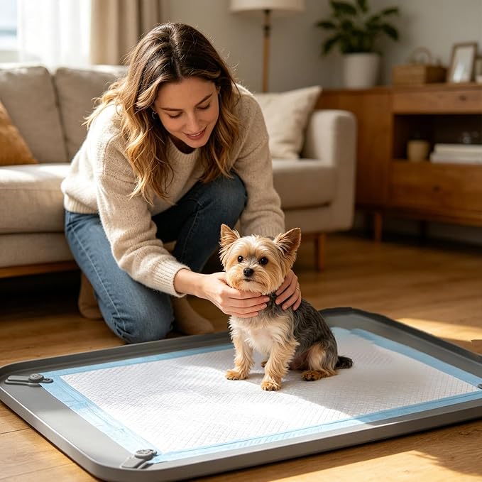 Pee Pad Holder - Silicone Tray, Spillproof Non Slip Pet Training Accessory