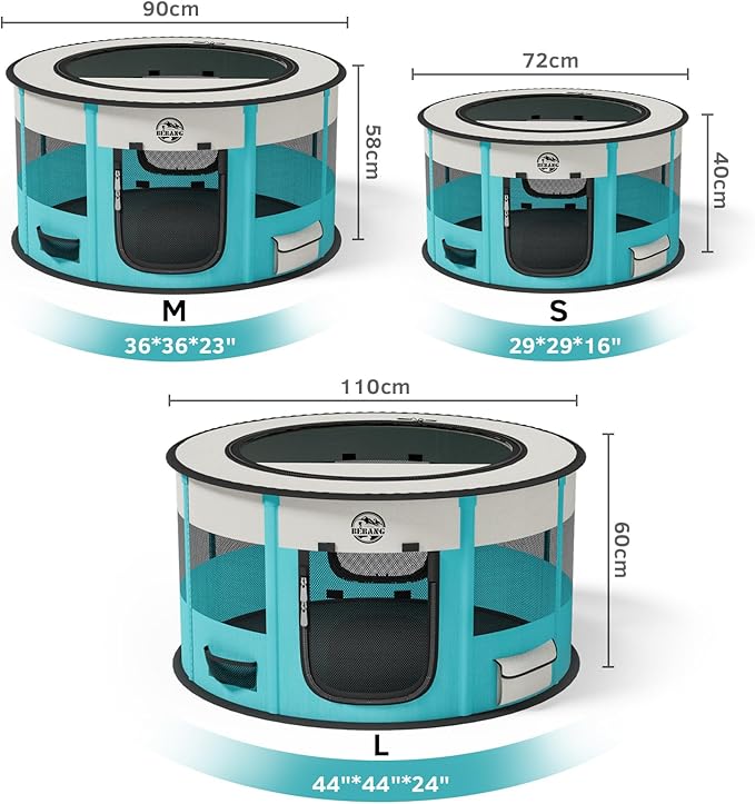 Dog Playpen for Puppies and Cats: Foldable Pet Pen with Dual Doors | Two Zippered Doors, 360° Mesh Windows, Removable Breathable Top, Spacious Interior