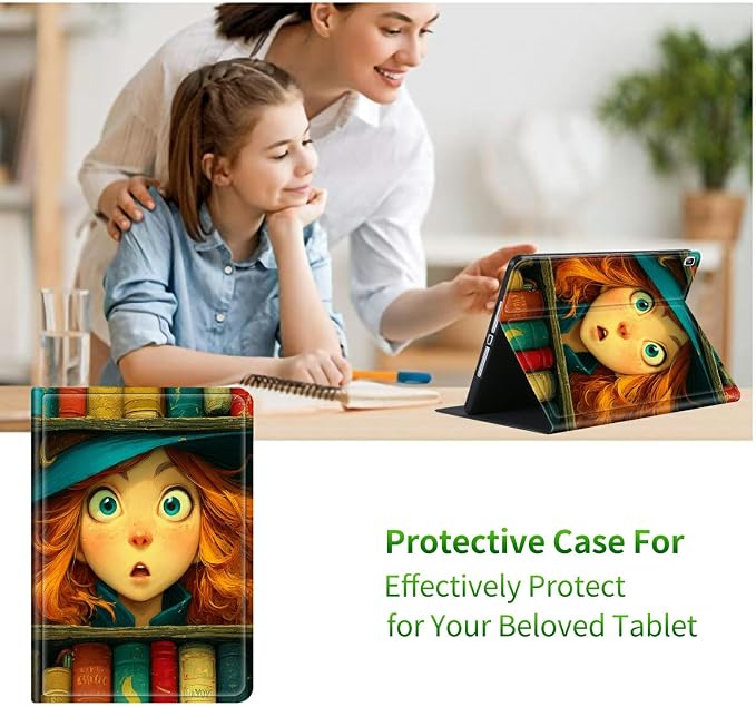 for Samsung Galaxy Tab S5e 10.5" 2019 SM-T720/T725 Case | Slim Leather Smart Cover with Multi-Angle Anti-Slip Stand [Auto Wake/Sleep] Shell for Women Men, Colorful Book Girl