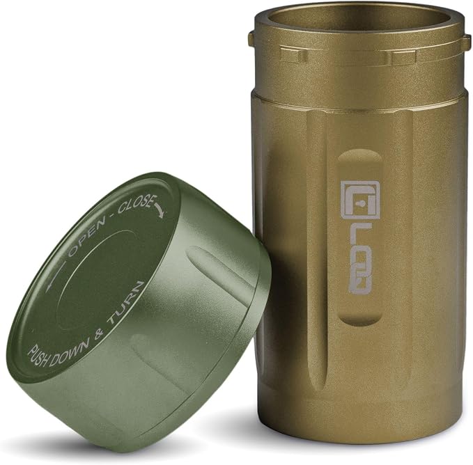 TXD120 Airtight Storage Jar and Smell Proof Container Keeps Herbs Fresh for Months, 120ml, Tan Body, Green Cap