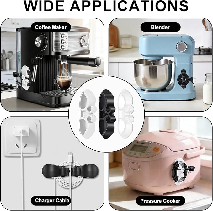 8PCS Cord Organizer for Appliances,Upgraded Appliance Cord Wrap | Appliance Cord Organizer Cord Kipper Cord Holder for Appliances Stick on Pressure Cooker, Coffee Maker, Air Fryer,Mixer