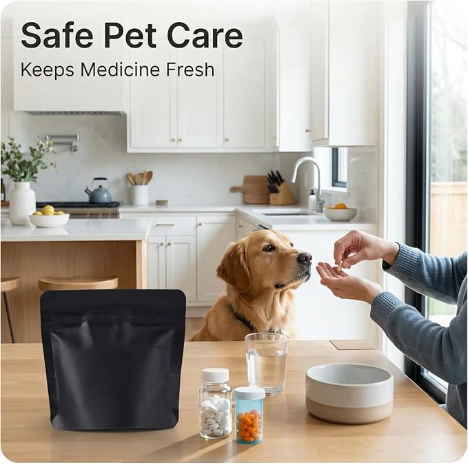 Reusable Pet Pill Pouches for Light Medicine,- 200pcs Capacitywith Zippered Seal, Zippered Medicine Bags with Fun Labels,Waterproof for Medications, Vitamins, Treats(White Cat)