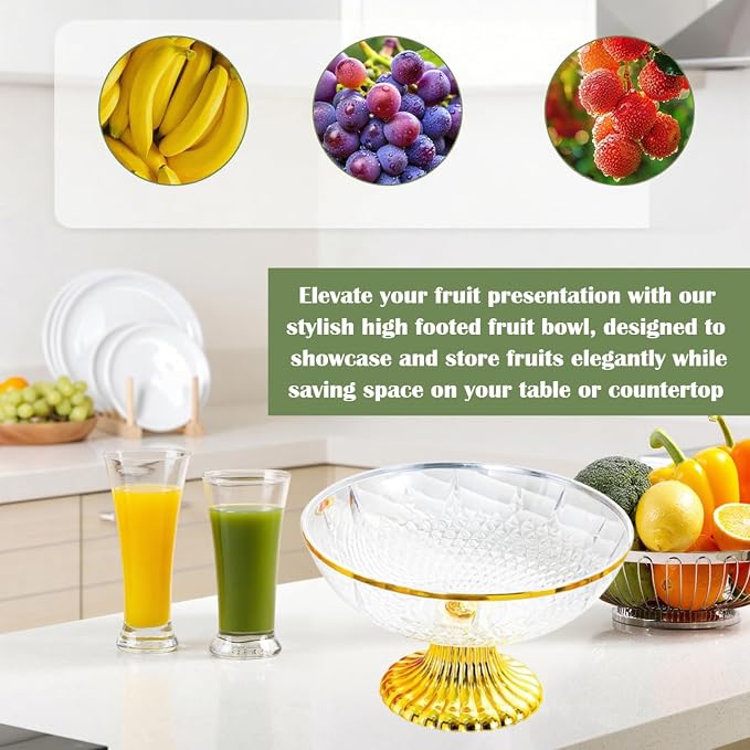 Decorative Pedestal Bowl Dessert Display Snack Tray Footed Fruit Bowl for Dining Table Kitchen Counter Home, B Clear