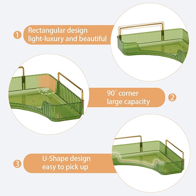 Corner Bathroom Counter Organizer Bathroom Countertop Shelf Makeup Organizer for Vanity Perfume Tray for Corner Storage (3 Tiers, Green)