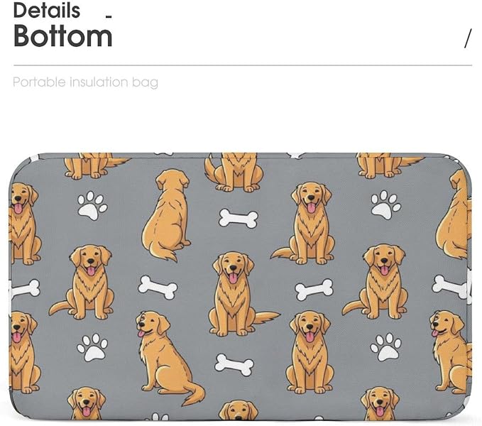 Insulated Lunch Cooler Bag, Golden Retriever Cute Dog | Adult Women Men, Spacious Food Carrier Bags, with Handle, Portable Snack Tote, for Office Gym Picnics BBQ