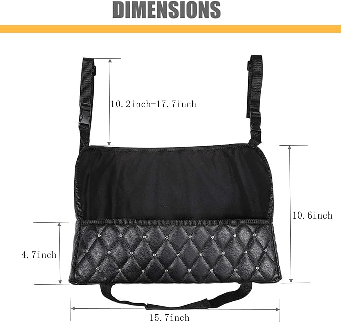 Guoord Bling Car Net Pocket PU Leather Handbag Holder for Mesh Organize