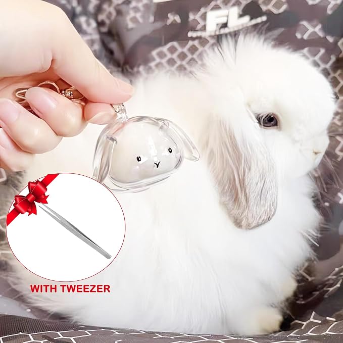 Rabbit Hair Keychain Transparent Pet Fur Keepsake with Tweezer | Portable Rabbit Fur Keychain DIY Pet Hair Memorial Keepsake Bunny Hairs Collector Charm Storage Box, Rabbits Lover Gifts