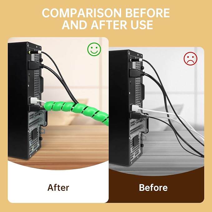 Spiral Cable Wrap, 10ft Cable Sleeves for Cords, Flexible Cable Management Sleeve for Computer, Power, Audio & Video Cords (Green, 5/16")