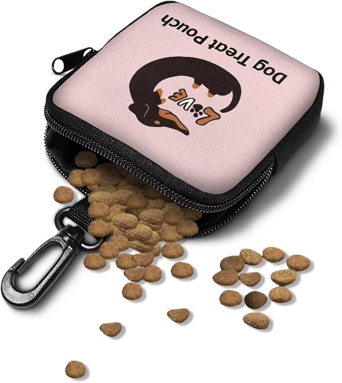 Pink Dog Treat Pouch for Pet Walking and Training Dog Food Bags Small Fanny Zipper Pack Holder for Puppy Snack Dispenser Kit for Outdoor Use