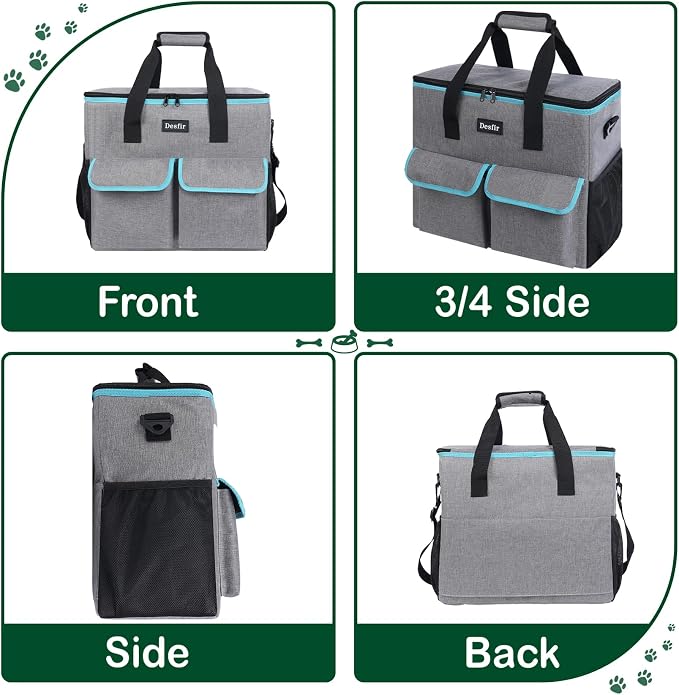 Dog Travel Bag - Dog Travel Kit for a Weekend Away Set Includes Pet Travel Bag Organizer for Accessories, 2 Collapsible Bowls, 2 Travel Food Container