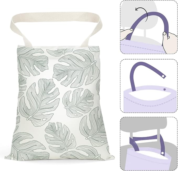 Car Trash Bag Car Garbage Bag Hanging Cars Trash Can, Waterproof Cars Back Seat Organizer for Vehicle Travelling Campingg Eucalyptus Palm Leaves Decor