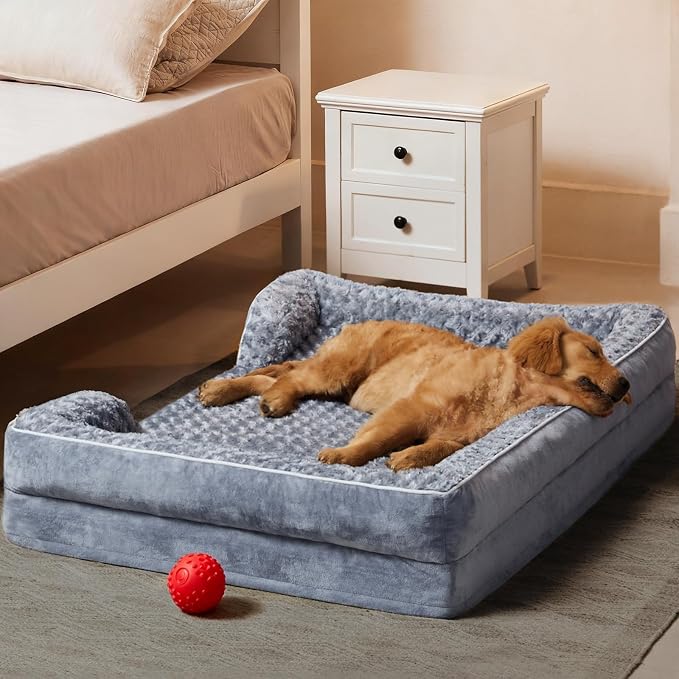 WNPETHOME Orthopedic Washable XL Dog Bed for Senior Dog Cozy Sleep | Extra Large Waterproof Big Soft Dog Couch Sofa Bed for Dogs Relax with Removable Cover Supportive Pet Bed Grey 45x35 Inch