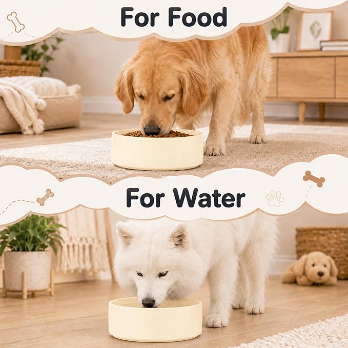 Havniva Ceramic Dog Bowls, Dog Food and Water Bowl Set, Dog Water Bowl | 8.3” Ceramic Dog Food Bowls with Non-Slip Rubber Base, Large Capacity, Dog Feeding Bowls for Large Dogs