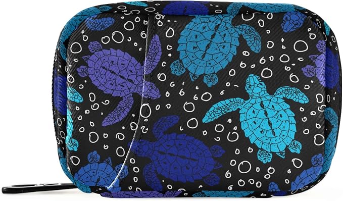 Pill Case 7 Day Pill Organizer Turtles Ocean Cute Travel Pill Case Portable Weekly Pill Box Bag Container Vitamin Supplement Holder with Zipper for Family Business