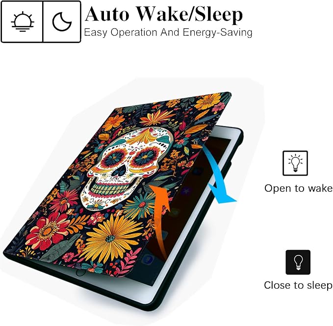 for Microsoft Surface Pro 11/10/9-13" 2024/2022 Tablet Case,Auto Wake/Sleep,Adjustable Stand Protective Cover - Day of The Dead Sugar Skull