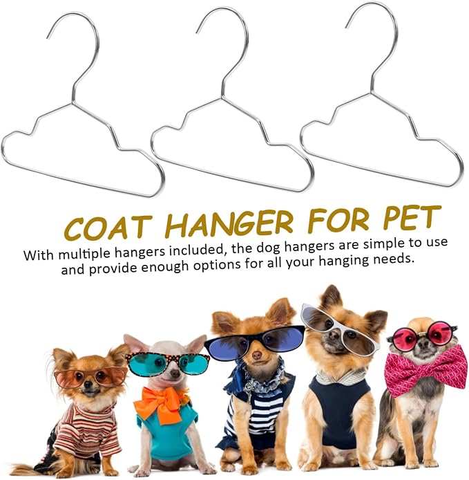 Ciieeo 10pcs Pet Hangers Steel Pet Clothing Rack Cat Dog Clothe Hanger Mini Storage for Doll Apparel Dry Rack Fashionable Garment Organizer