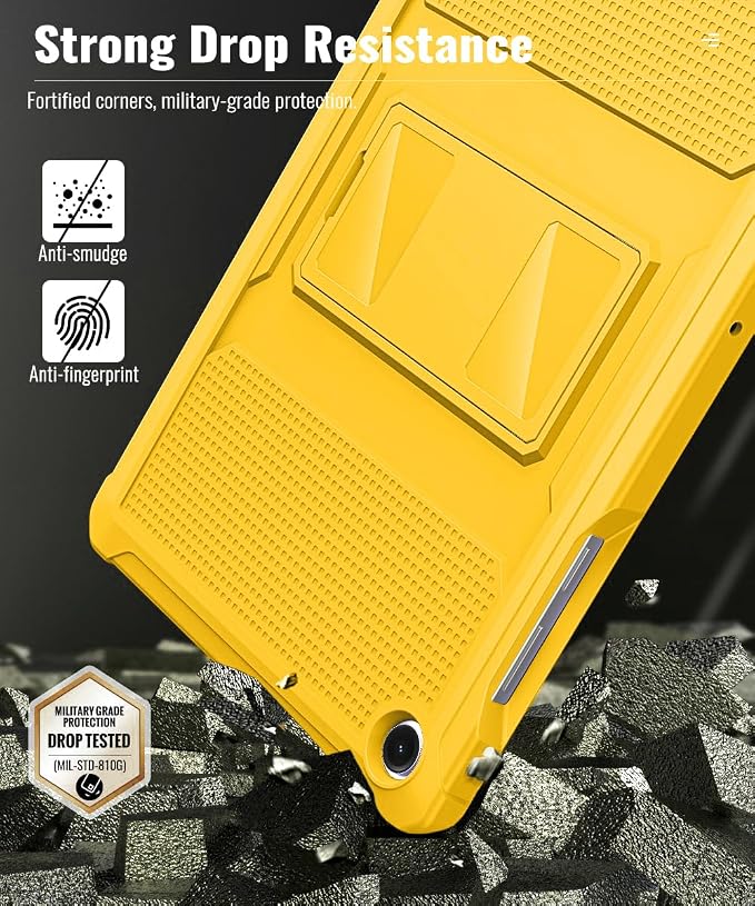 MoKo Shockproof Case Fit Samsung Galaxy Tab A11+ Plus/ A9+ 11 Inch | Full Body Rugged Stand Back Cover with Built-in Screen Protector for Galaxy Tab A11+/ A9+ Tablet, Yellow