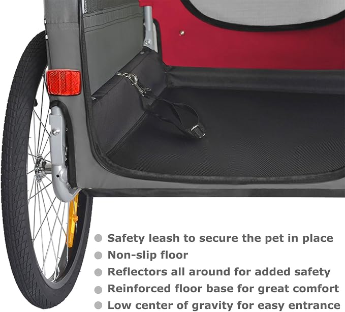 DOGGYHUT® Premium Medium Pet Bike Trailer & Stroller Up to 50 lbs (Red) | Bicycle Trailer for Small or Medium Dogs, Dog Bicycle Carrier, Low Center of Gravity, Folding Frame Cart