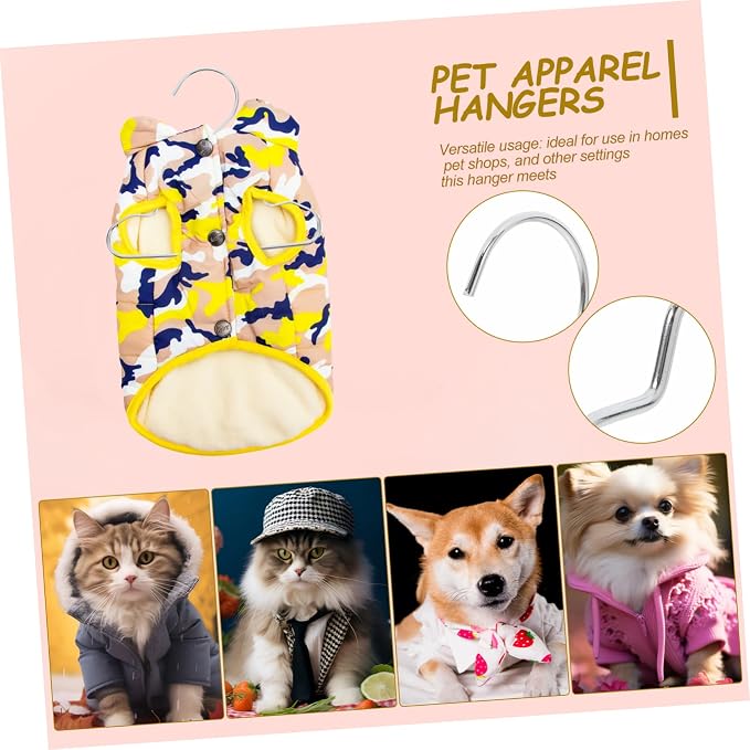 HEALLILY 10Pcs Small Pet Hangers Steel Clothing Organizer for Dogs and Cats Space-saving Drying Rack for Pet Apparel Storage Versatile Closet Hanger with Stylish Silver Finish