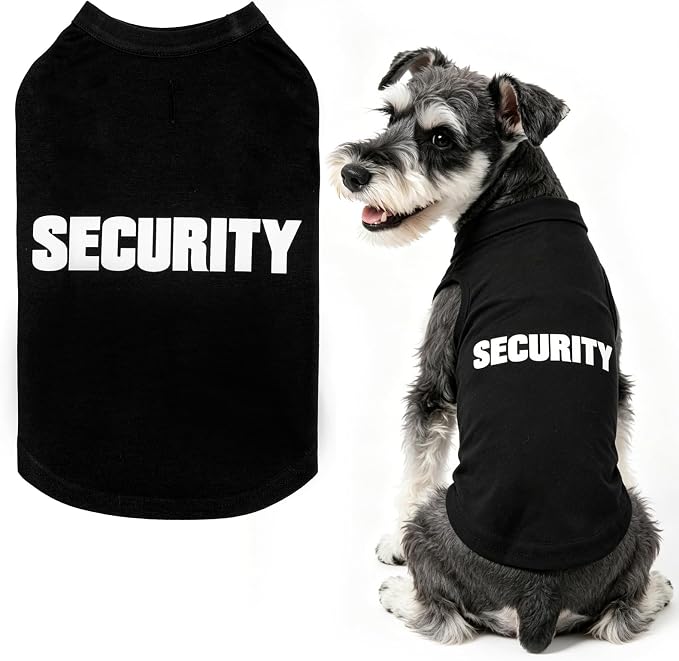 BINGPET Security Dog Shirts,Soft Cotton Puppy Tshirt,Breathable Lightweight Dog Costumes Tank Top Vest,Machine Washable Stretchy Clothes for Small Medium Large Dogs Boy Girl