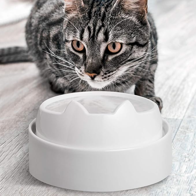 CatGuru Food Table for Cat Bowls, Elevated Feeding Station for Cat Food Bowl, Raised Stand for Pet Food and Water Bowls, Pet Feeder for Indoor Cats, Stress Free Stand for Pet Dishes (Marshnallow)