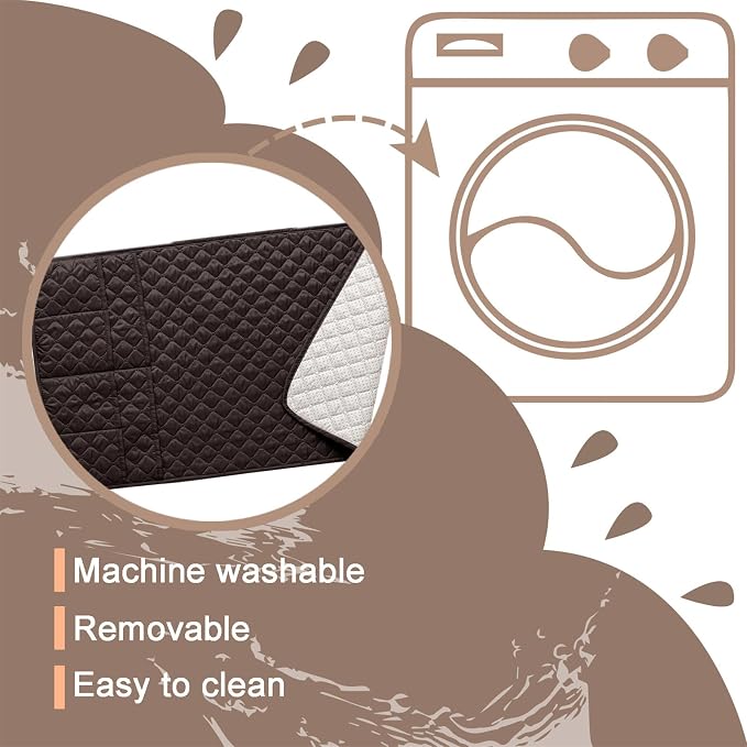 Water-Resistant Sofa Armrest and Headrest Covers with Side Pocket | Keep remotes close quilted polyester helps guard against wear, pet scratches, and kids' messes silicone backing adds grip