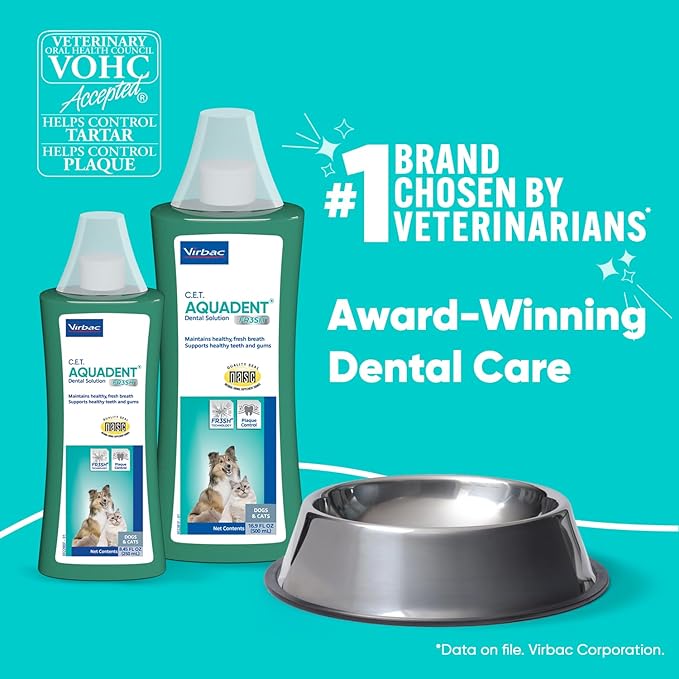 Virbac C.E.T. AQUADENT® FR3SH® Dental Solution - Supports Dental Health & Fresher Breath - for Dogs & Cats (500 ml)