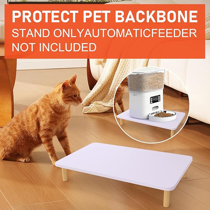 Elevated Cat Food Stand, Raised Pet Feeding Table for Cats and Dogs | Compatible with Most Bowls & Automatic Feeders, Elevated Cat Feeding Station, Cat Feeder Stand, Solid Wood, Healthy Posture