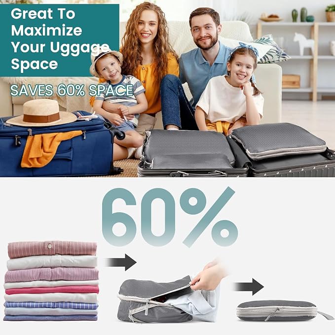 LANSKLBD 6/8 Set Packing Cubes for Suitcases Travel Luggage Packing Organizers,Travel Accessories Essentials Luggage Organizer with Shoe/Tioletry/Laundry Bag (Grey-1, 4 set)