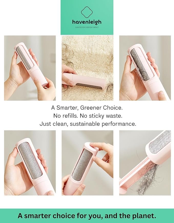 Reusable Lint Brushes for Pet Hair on Clothes & Soft Fabrics, Compact Self-Cleaning Pet Hair Roller, Portable & Travel-Friendly, Rotating-Design, No Refills Needed (Blueberry Cream)