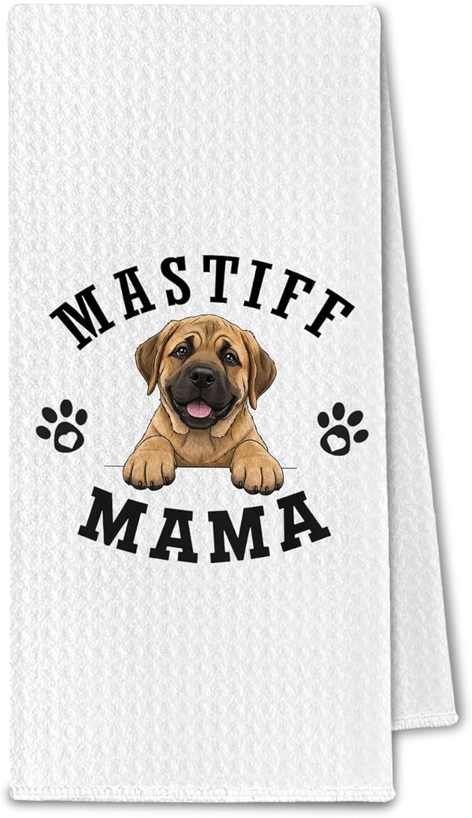 Mastiff Kitchen Towels, Dog Mama English Mastiff Gifts for Women & Dogs Moms, Dog Lover Gifts Decorative Hand Towels for Bathroom, 16x24 Inch