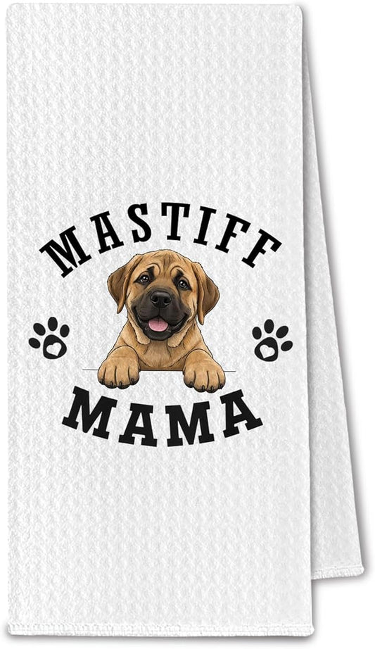 Mastiff Kitchen Towels, Dog Mama English Mastiff Gifts for Women & Dogs Moms, Dog Lover Gifts Decorative Hand Towels for Bathroom, 16x24 Inch