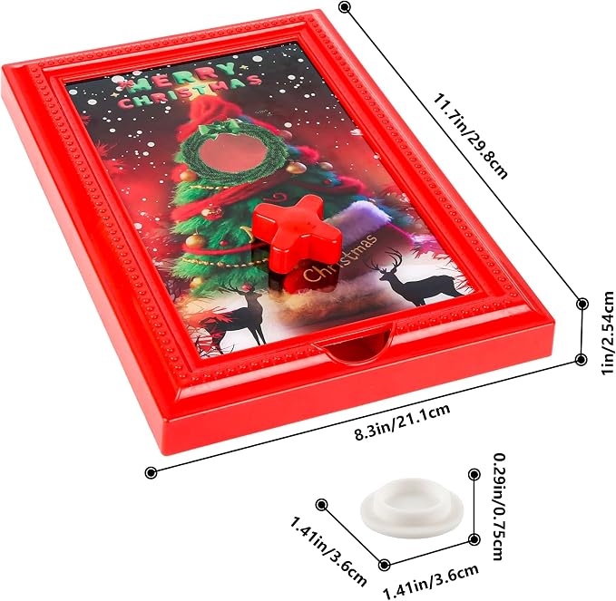 Candy Dispenser Picture Frame, Wall-Mount & Tabletop Gumball Machine with Multiple Designs for Candy, Nuts, Treats, Interactive Home and Office Decor (Christmas Tree, Blue)