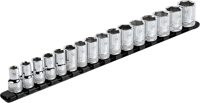 ARES 70086 1/2-In Black Socket Rail | Part No. 70086; Store up to 16 Sockets and Keep Your Tool Box Organized