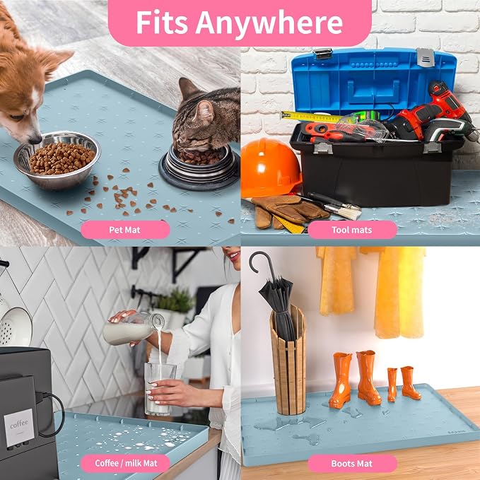 Sdpeia Under Sink Mat 22"×19" Waterproof Silicone Cabinet Liner & Sink Protector for Kitchen & Bathroom, Multi-Purpose Organizers Tray for Pets, Laundry, Cat Litter Mat