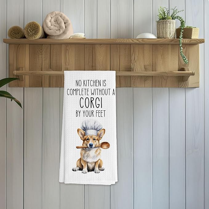 Funny Corgi Dog Kitchen Towels, Gifts for Corgi Lovers Dish Tea Towels for Kitchen Decor, Corgis Gifts for Women Men Decorative Hand Towels, 16x24 Inch