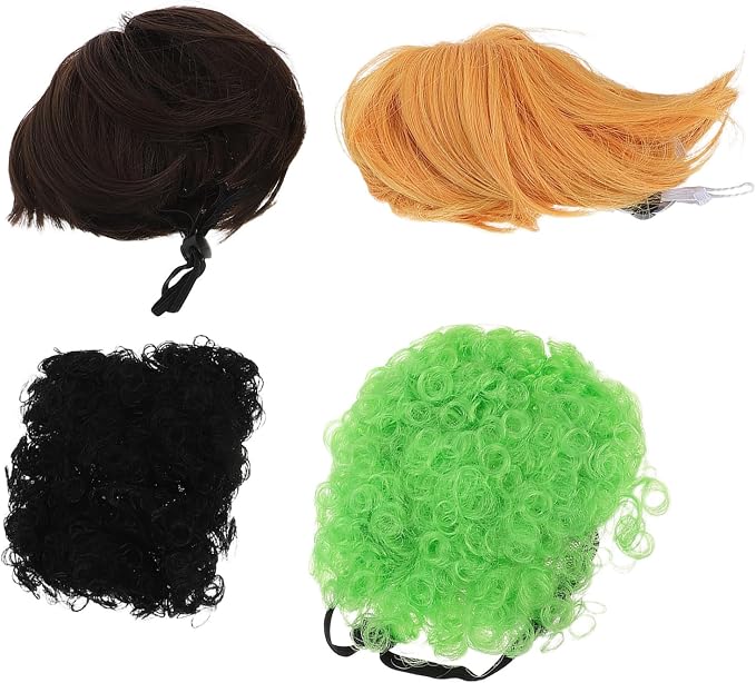 Generic Puppy Wig and Built-in Elastic Band with Adjustable Straps 4pcs and Pet Costume Wig Easy to Use for Halloween Accessories for Dogs and Cats Holiday Dress up Party