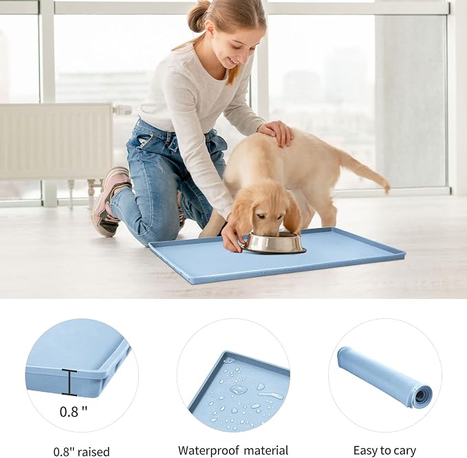 Silicone Dog Food Mat Waterproof Pet Feeding Tray for Medium and Large Dogs