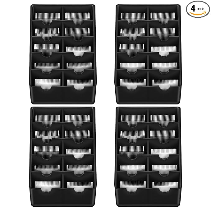 4 Pack Black Clipper Blade Holder 10 Slot Clipper Razor Blade Rack Storage Tray Caddy Grooming and Barber Holder Organizer Case and Stylist Station Accessories