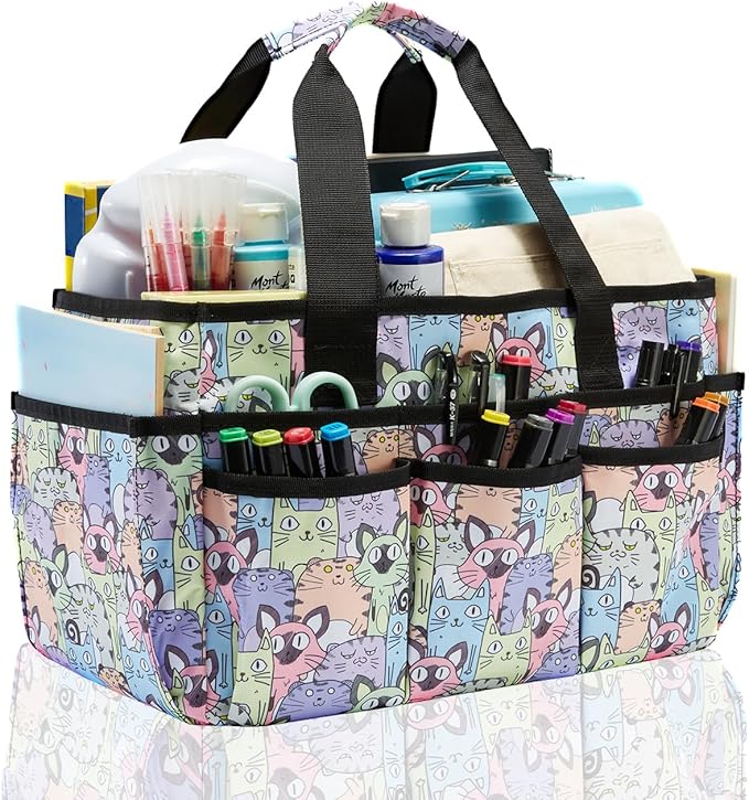 Craft Storage Organizer Tote Bag, Art Supply Caddy, Carrying Bag with Handle for Multi-Purpose Craft Organizers and Storage