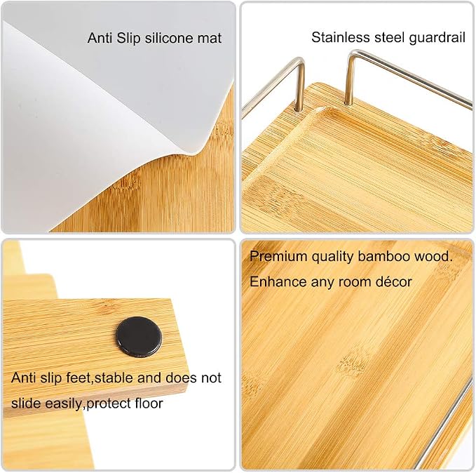 FOREYY Adjustable Raised Dog Bowls,Bamboo Elevated Feeder Stand with Non-Skid Feet for Food and Water,5 Level Wooden Pet Dining Table Comfort Feeding Station for Medium Large Big Dogs