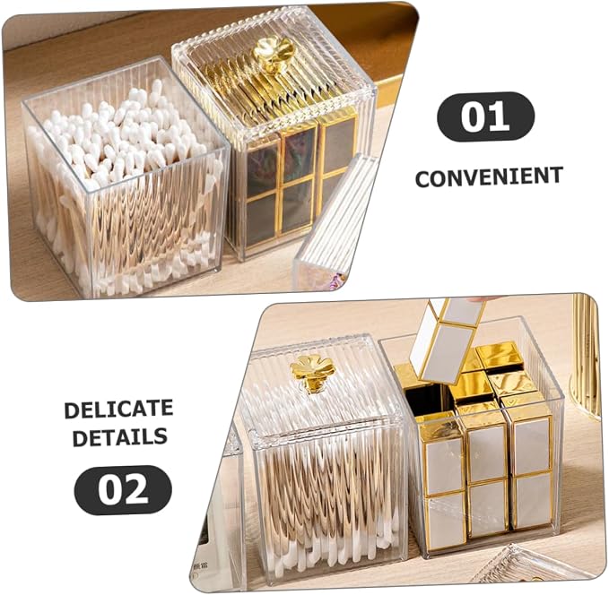 Cotton Pad Holder Organizer Elegant Cosmetic Storage Box for Cotton Swabs and Pads Compact Design for Bathroom Vanity and Makeup Table Pet Material