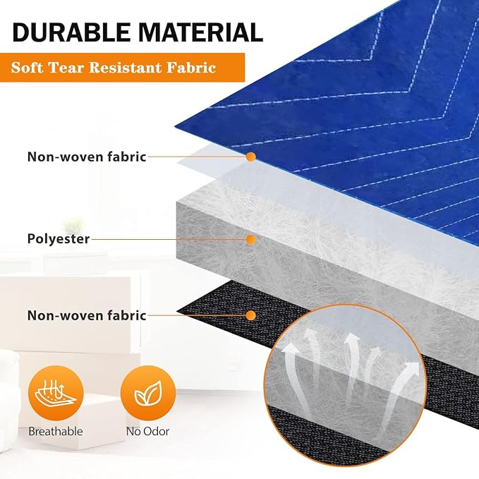 5 Pack Moving Blankets 40x72in Heavy Duty Padded Packing Furniture Blankets for Moving Supplies Shipping Protecting Furniture