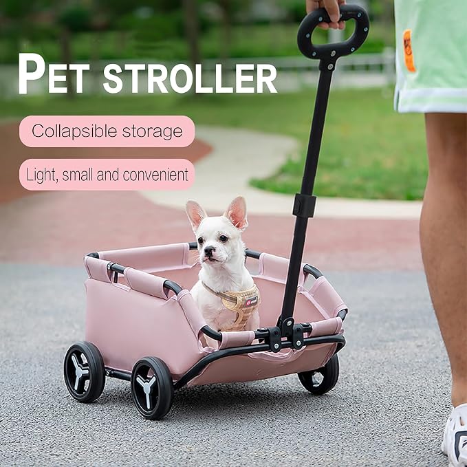 Dog Stroller 4 Wheels Folding Dog Cart Pet Stroller for Travelling Shopping Walking Playing for Small Dogs Cats (Grey)